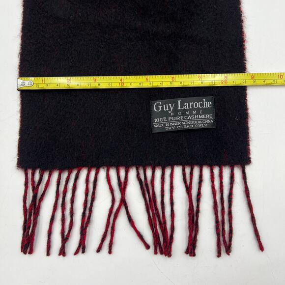 Guy Laroche Cashmere Scarf Black Red - Picture 4 of 6